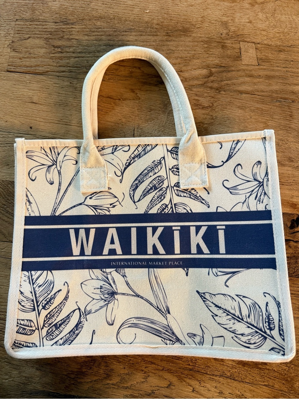 Canvas Tote Bag in Navy and White - Stylish Market Shopper